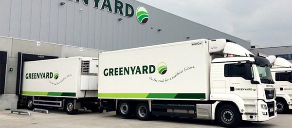 Greenyard trucks leaving warehouse